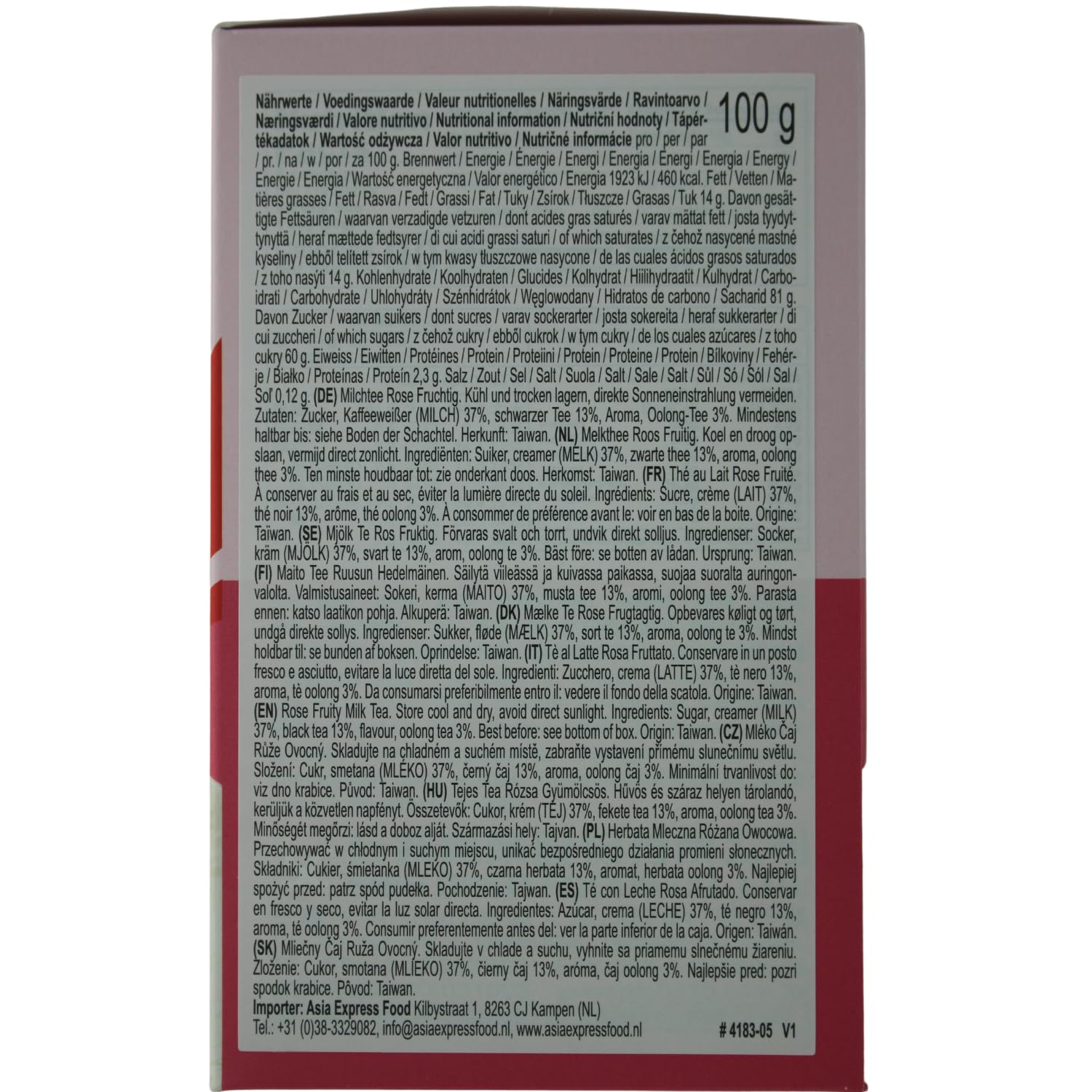Té con leche rosa afrutado 1 x 100 gramos