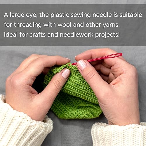 Miniatura 3 de 100 agujas de plástico de ojos grandes, agujas de aprendizaje de 2.7 pulgadas, agujas de hilo para coser para zurtir, agujas de tapiz, agujas de