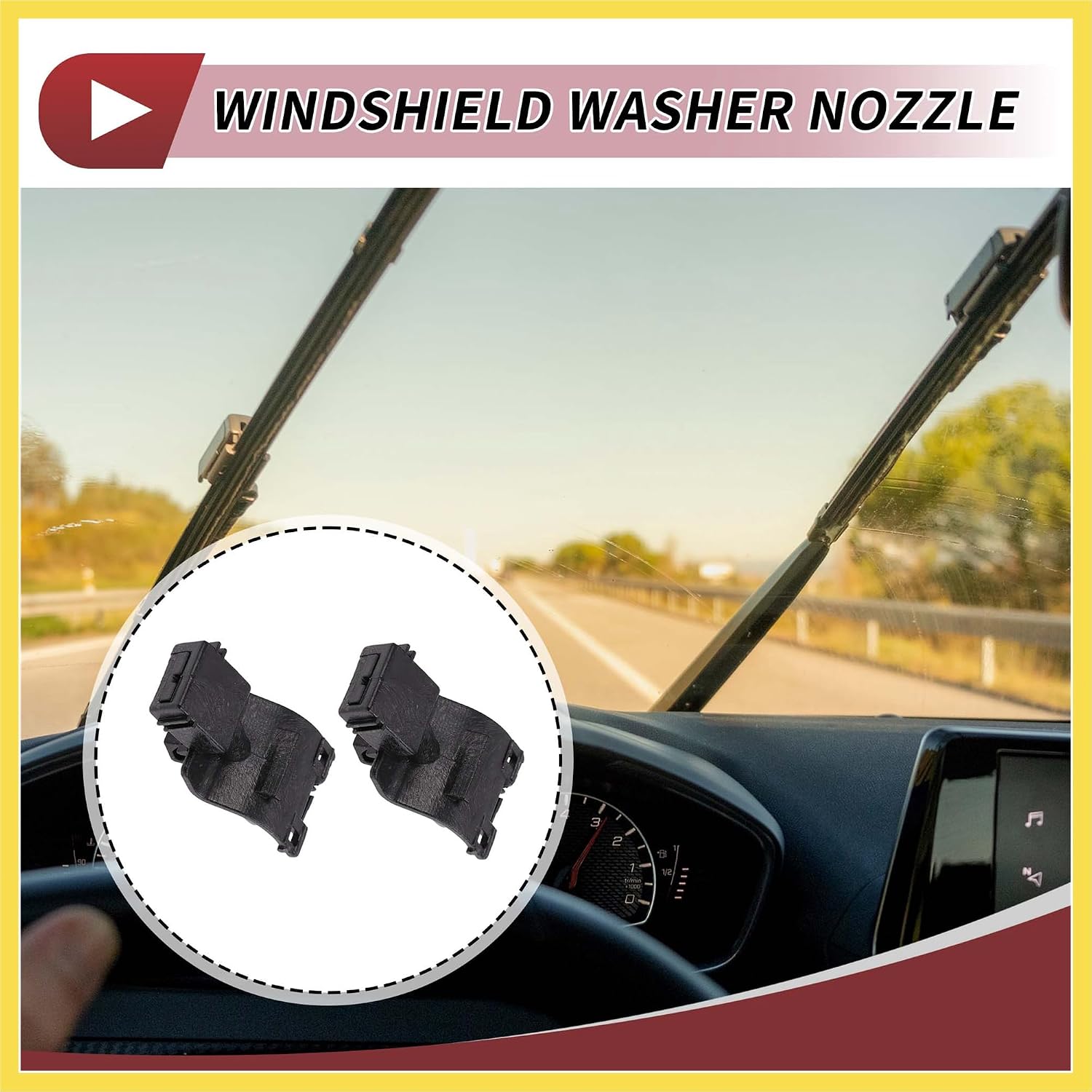 2pcs Windshield Washer Nozzle for Toyota Tacoma 2016-2023 for Lexus RX350 2016-2022 Front Windshield Spray Nozzles Wiper Spray Washer Jet No.8538130220 Black Plastic Benefit