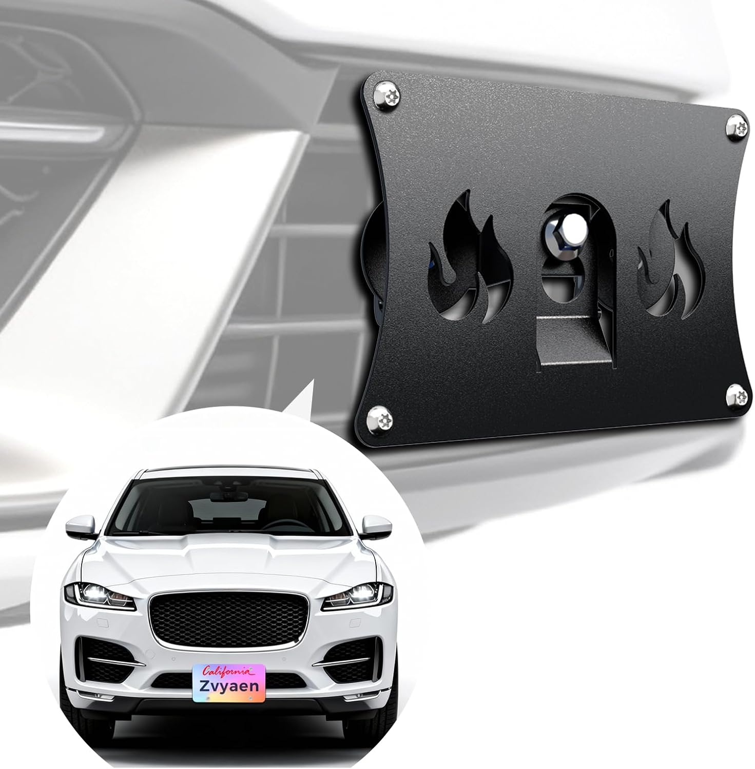 Front License Plate Frames Compatible with Jaguar F-PACE/S-Type/X-Type/XJ-Series/XK-Series, License Plate Grille Mount, No Drill Durable Bracket with Anti Theft Screws