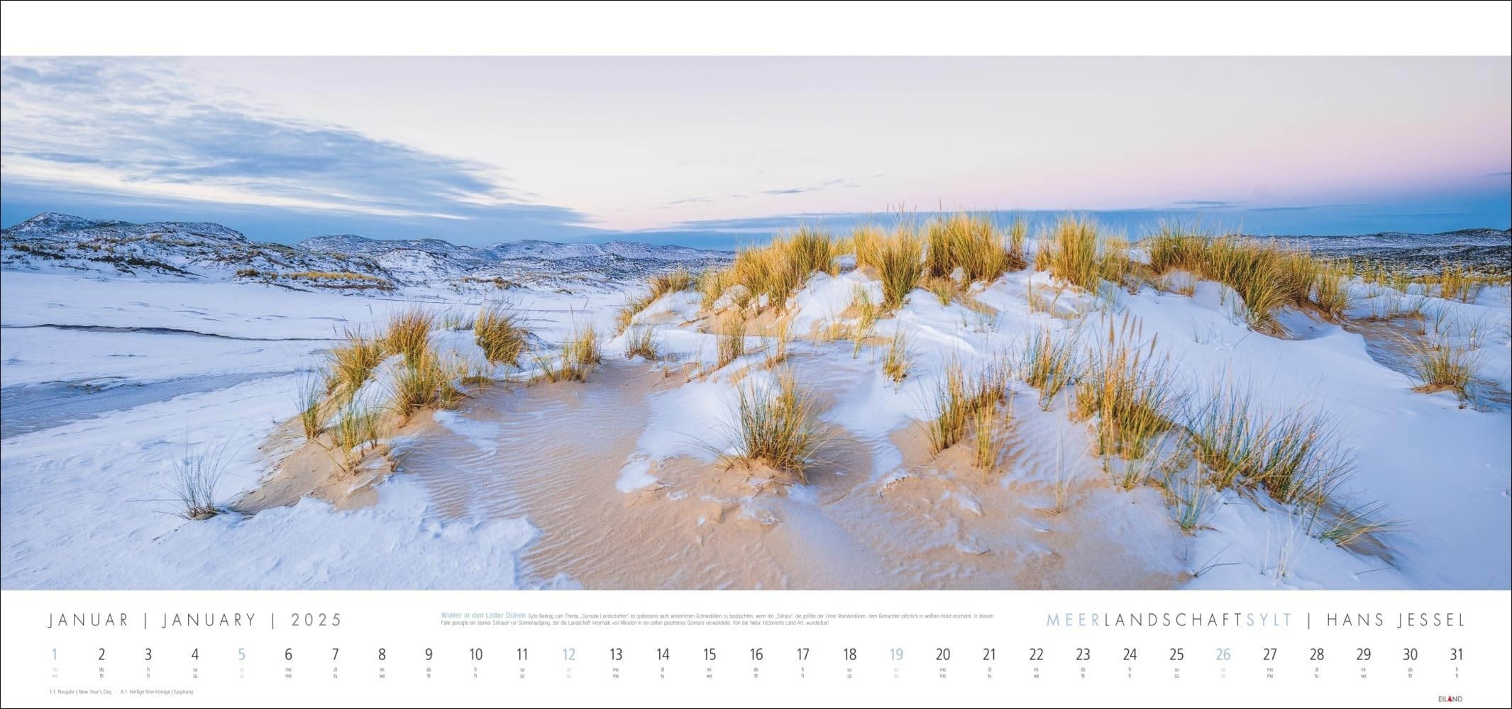 Meerlandschaft SYLT Kalender 2025 - Hans Jessel: Großer Panorama-Wandkalender mit Fotos des bekannten Künstlers Hans Jessel. Meereslandschaften eingefangen in einem XXL-Fotokalender.