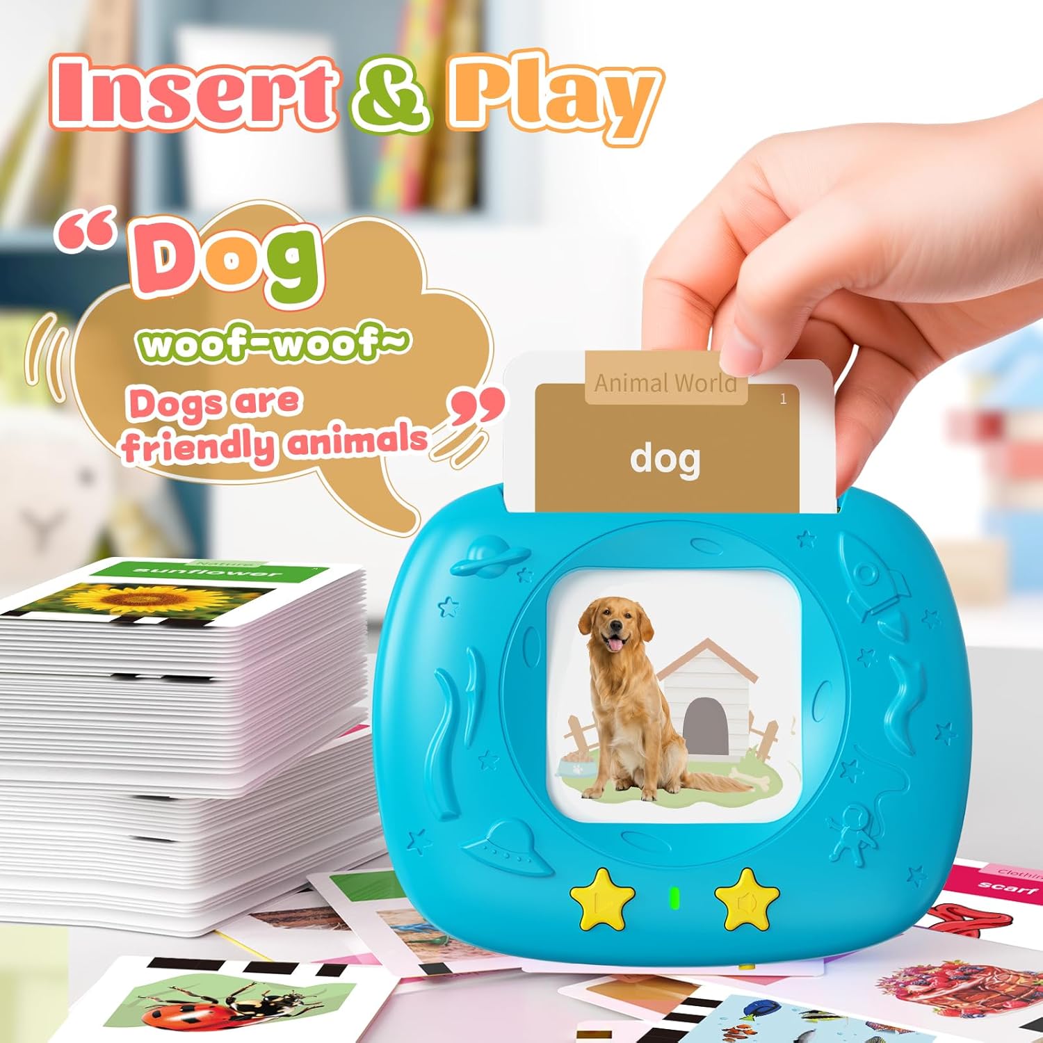 HOMESTEC Toddler Talking Flash Cards with 216 Double Sided Cards for Speech Therapy Learning for Ages 3 to 6 Featuring 24 Themes Short Sentences Real Sounds and Stories Birthday Gifts for Kids