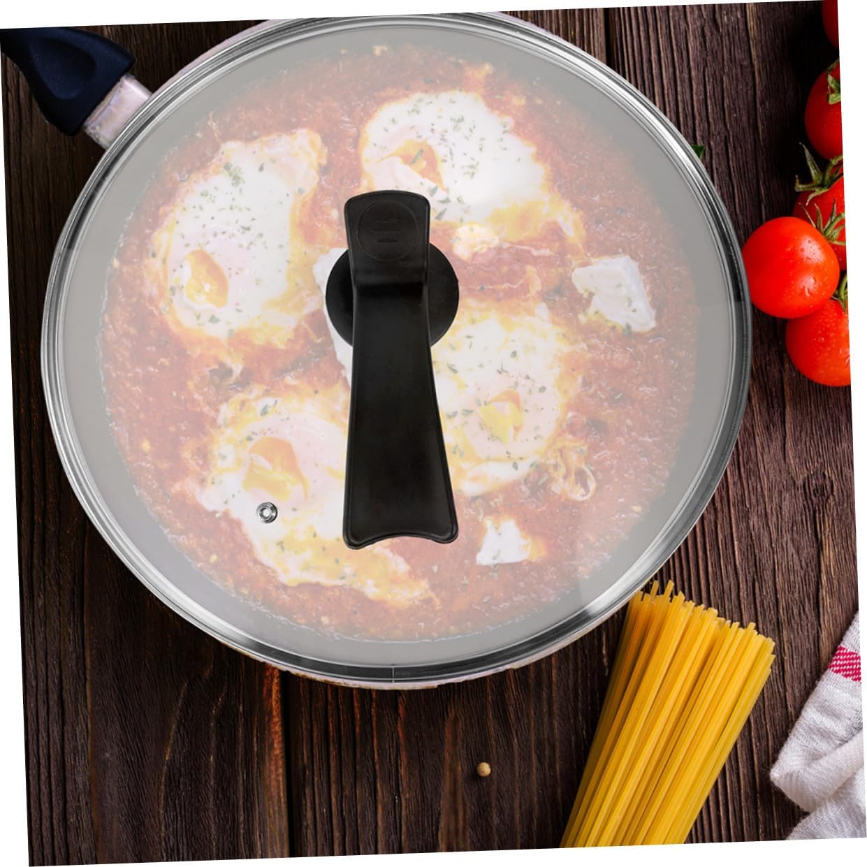1PCS Pot Cover Silicone Cooking Utensils Stainless Steel Cookware Pot Lids Replacement Tempered Glass Lid Casserole Cookware Pot Top Stainless Steel Skillet Griddle Pasta Frying Pan
