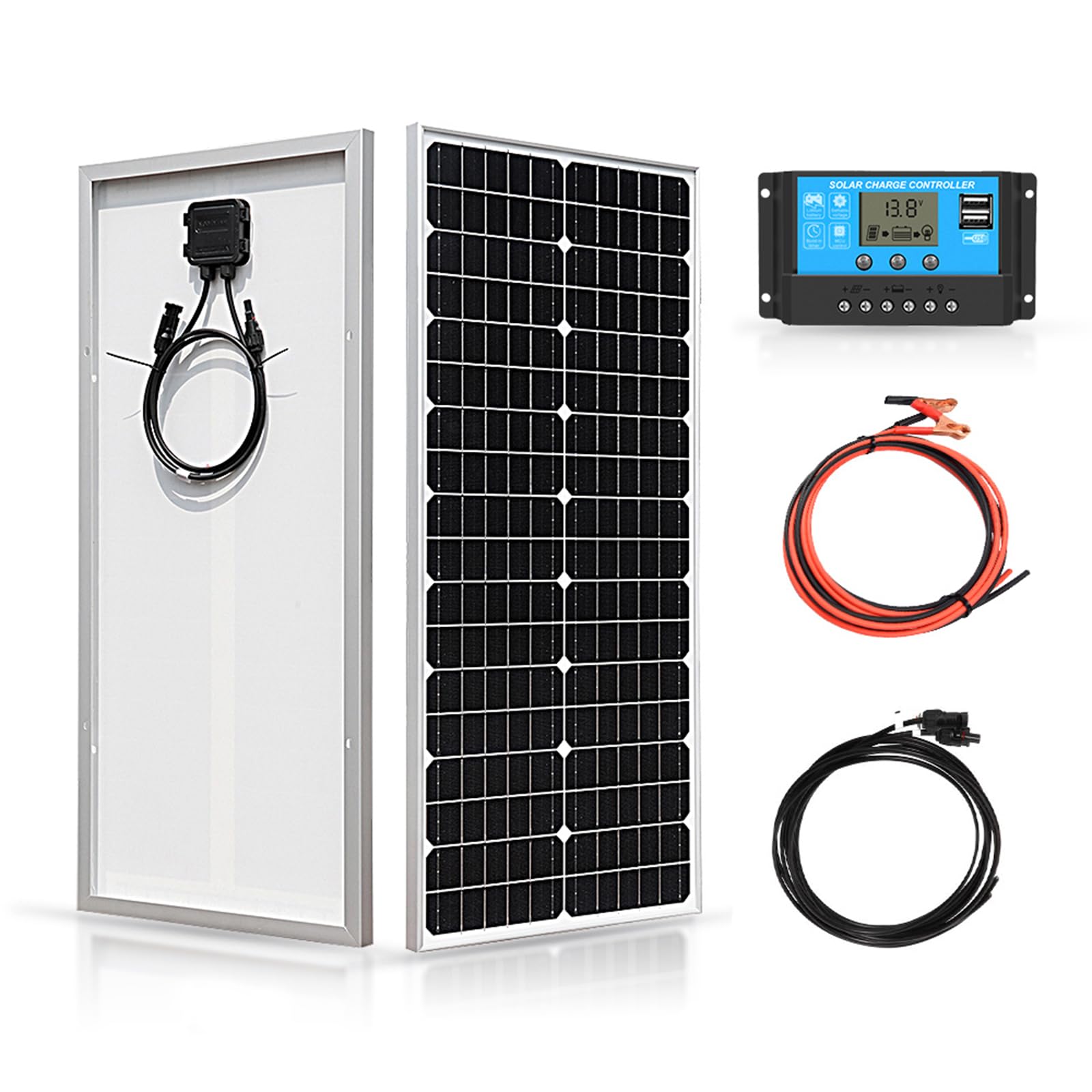 XINPUGUANG Kit pannello solare 50w 12v Modulo fotovoltaico mono 18v Regolatore di carica 10A per barca, auto, camper, casa, giardino, capannone (50)