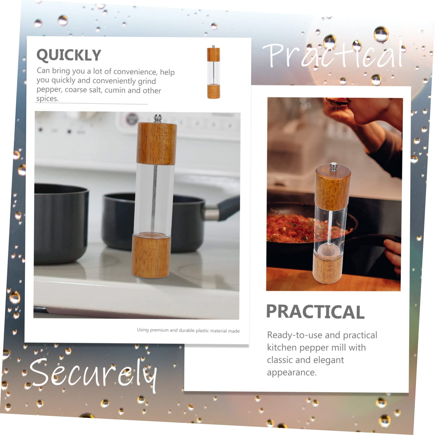 OUNONA 1pc Manual Pepper Grinder Seasoning Bottle with Thickness for Grinding Pepper Sea Salt and Spices for Cooking Camping and Picnics