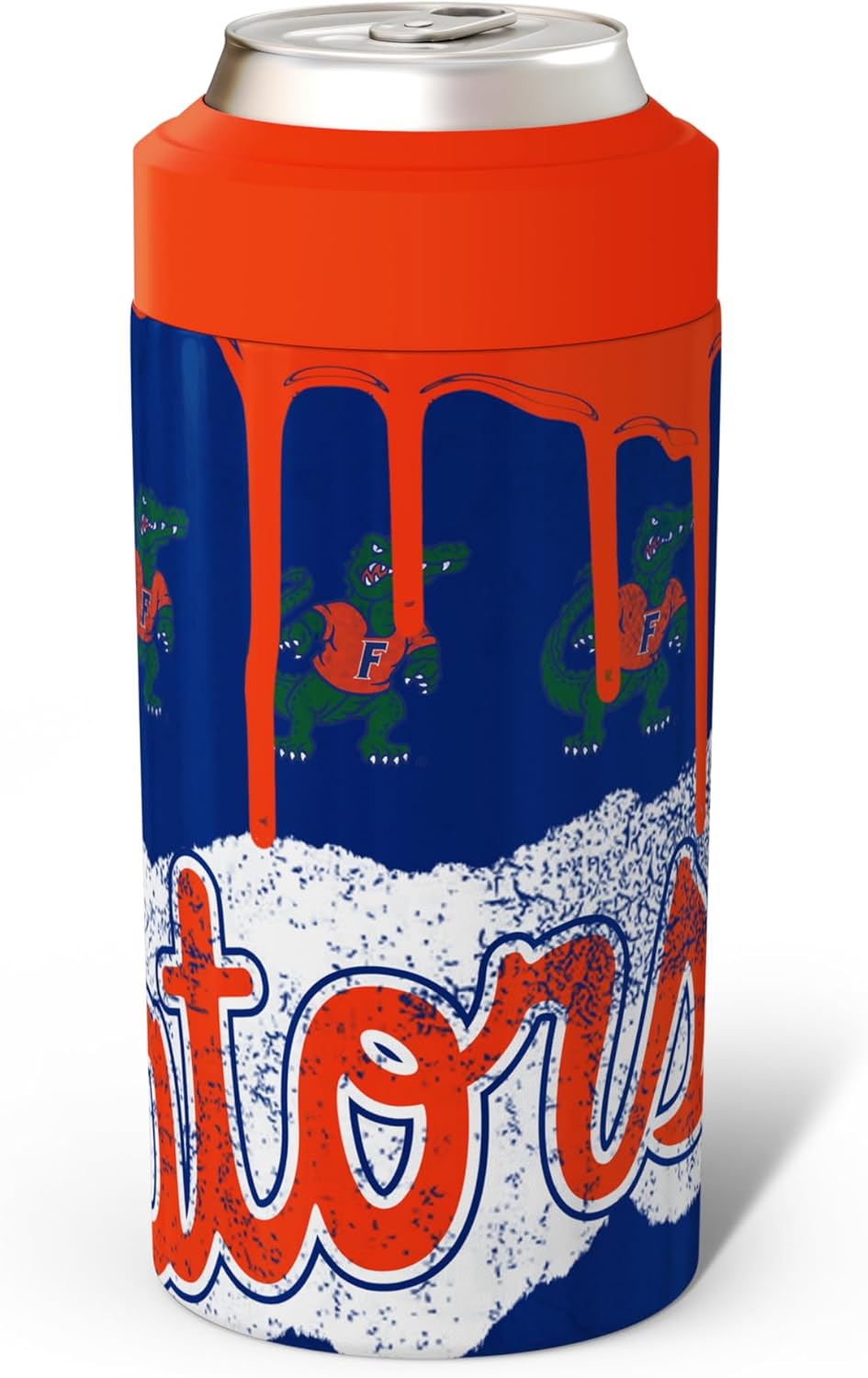 Frost Buddy Universal Can Cooler - Fits All - Stainless Steel Can Cooler for 12 oz & 16 oz Regular or Slim Cans & Bottles - Stainless Steel (Florida Gators | Drip) - Image 2