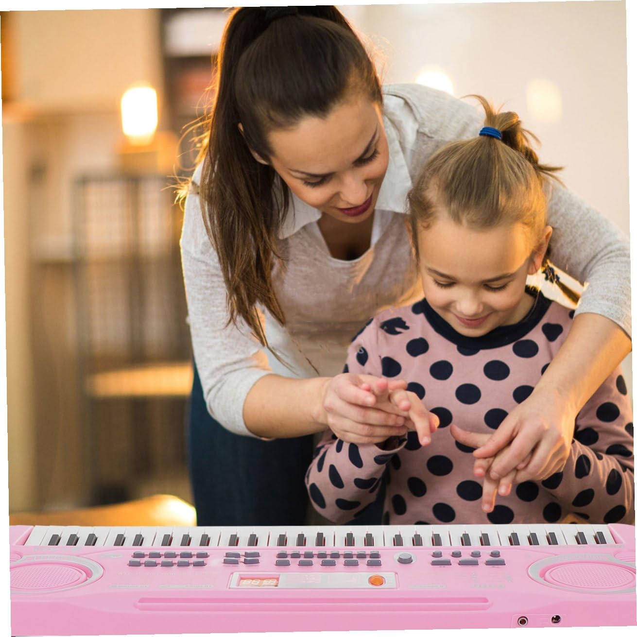 Hemobllo Juguete Piano Electrónico para Niños 61 Teclas Rosa Multifuncional Micrófono Juguete Educativo Musical para Aprendizaje Temprano y Desarrollo Infantil