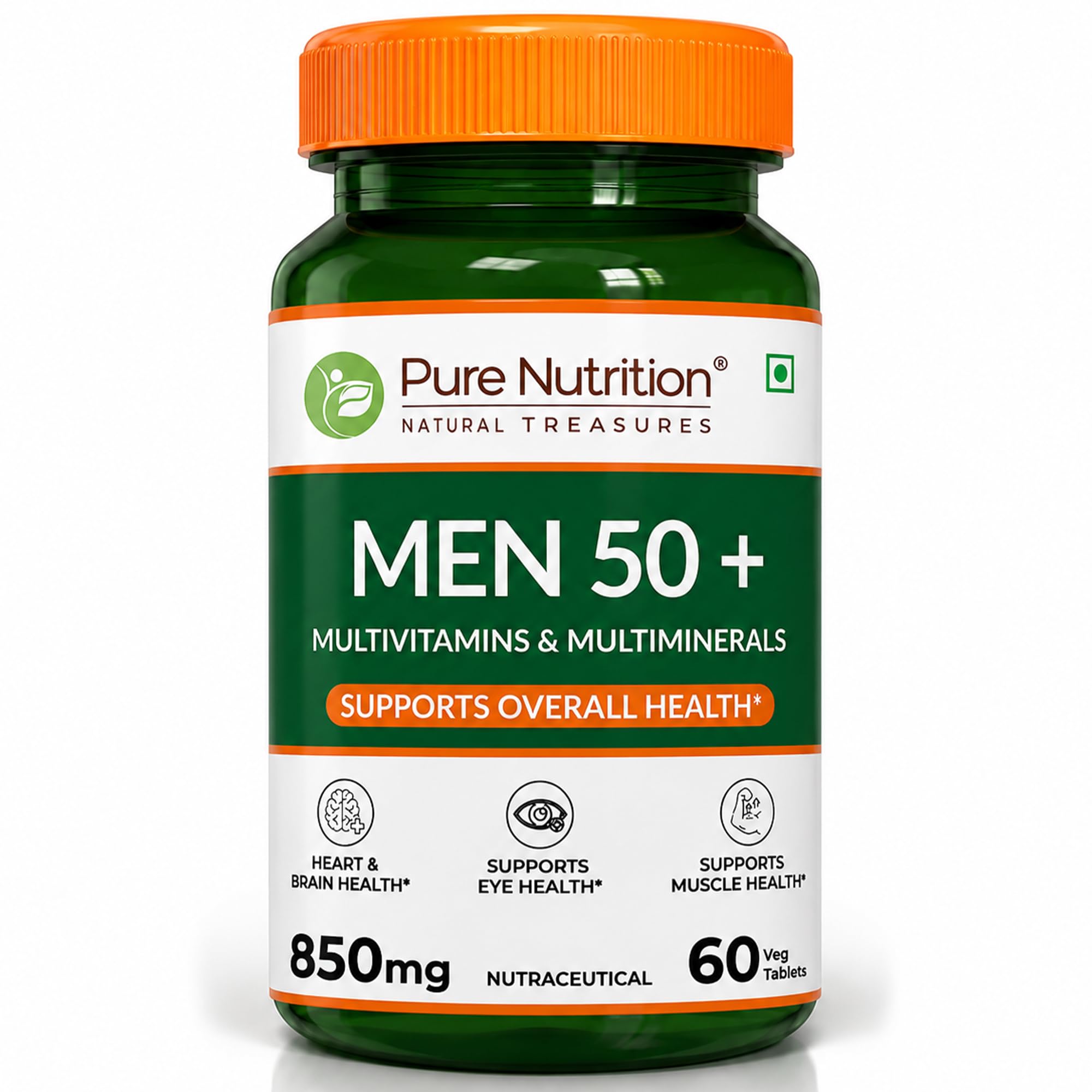 Pure Nutrition Men 50+ Multivitamin Tablet For Men | Multi vitamins With Zinc & Magnesium | Multivitamin 50 Plus & Senior Citizens - 60 Tablets-image-46