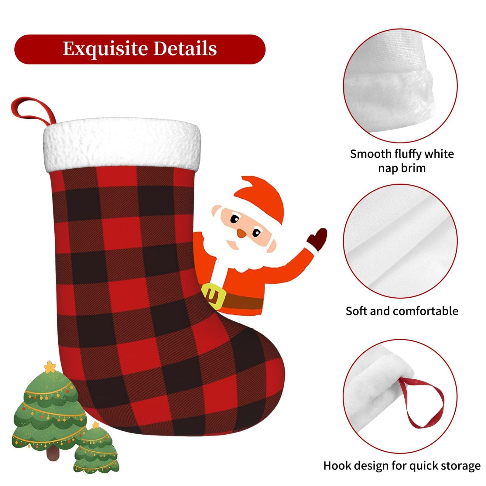 Ornamenti rustici per albero di Natale, decorazioni per albero di Natale, decorazioni per albero di Natale, ornamenti natalizi in iuta con tartan scozzese rosso e verde alla moda per decorazioni per