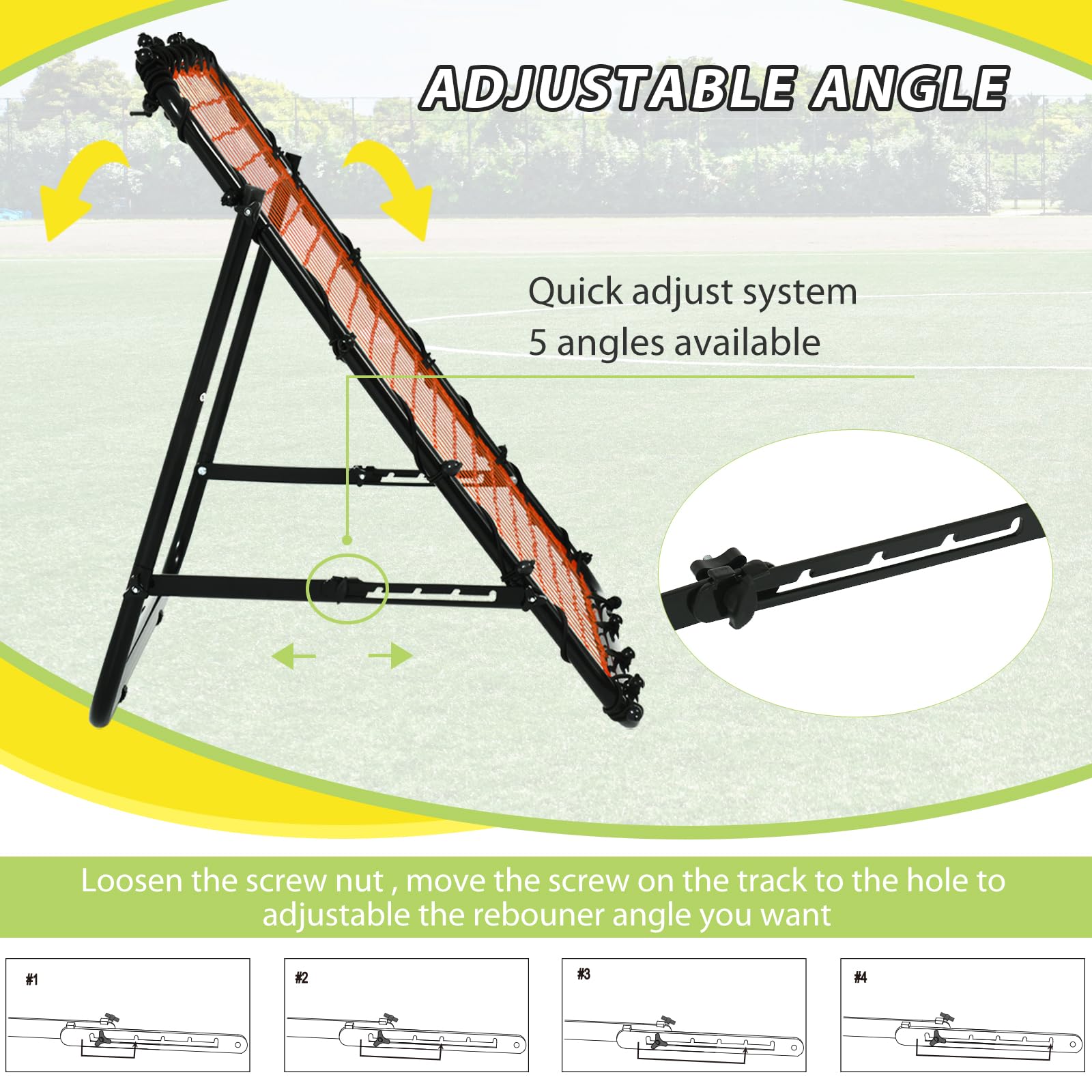 Produktbild von Fußball Rebounder, 85x85cm/120x120cm Rebounder Für Fußball, Verstellbar Mit 8 Winkeln, Doppellagiges Doppelseitiges Netz Mit Roter Zielzone