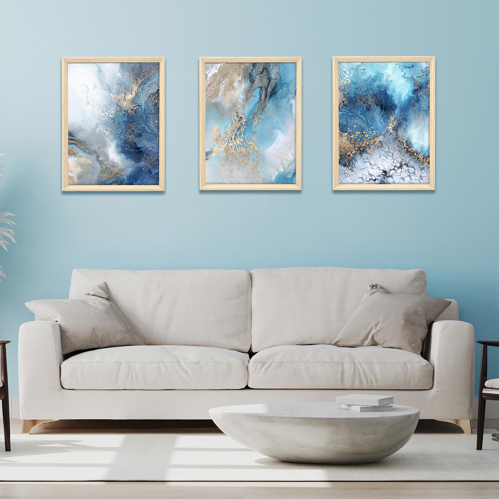 3 Pcs Wooden Framed Canvas Wall Art Set Bohemian Sage Green Canvas Prints Poster Geometric Line Beige Green Pictures for Living Room Bedroom Dinning Room Hallway Stairs Wall Decor 30x40cm x3pcs — view 80