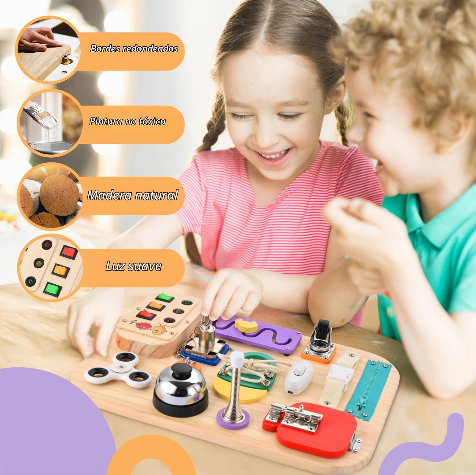 Tablero de Actividades Montessori de Patata - Juguete Sensorial de Madera, Juguete para Desarrollar la Motricidad, Tablero de Actividades para Niños Pequeños - Juguete Educativo Anti-Estrés para Bebés