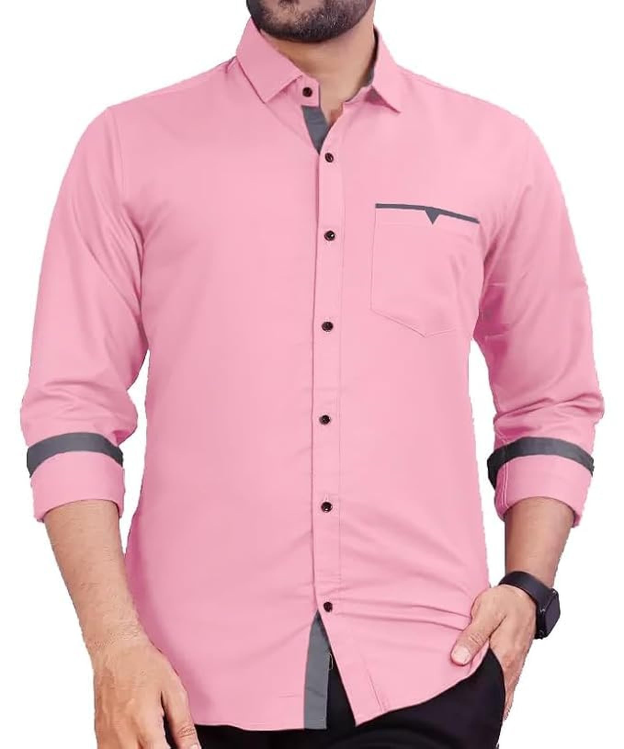 CB-COLEBROOK Men's Regular Fit Solid Soft Touch Cotton Casual Shirt with Pocket Design with Spread Collar & Full Sleeves (Available in Plus Size)