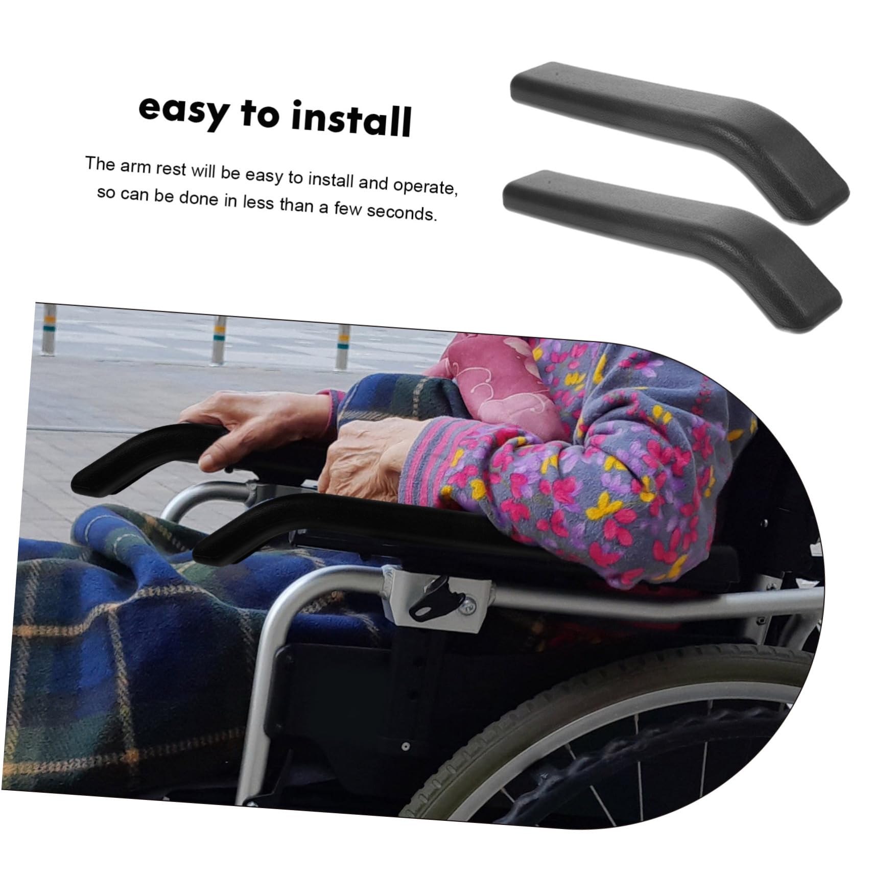 NUOBESTY 5 Paia Braccioli Della Impugnature Imbottiture Per Braccioli Della Sedia Poltrona Reclinabile Cuscino Del Sedile Dell'auto Camminatore Ruota Maniglia Black Plastica