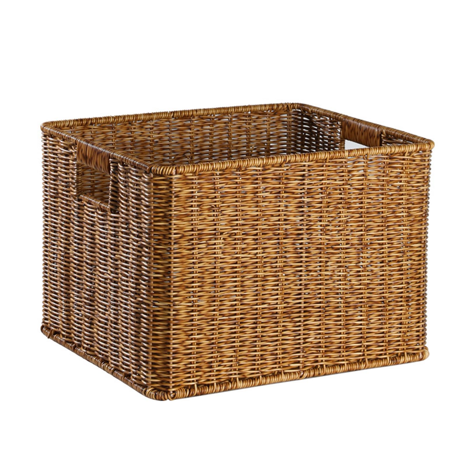Cesto in Rattan, Cestino Portaoggetti Grande, Contenitore Portaoggetti in Tessuto, Scatola Portaoggetti in Rattan per Camera da Letto, Casa, Accessorio per Ufficio (2)