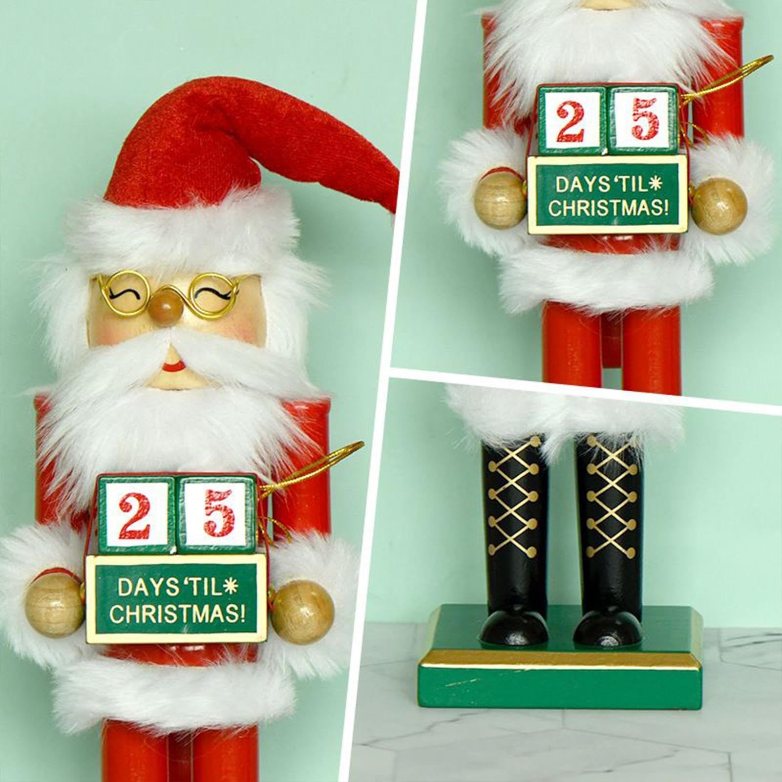 Weihnachtliche Nussknacker, Holz, 37 cm, Weihnachtsmann-Figur