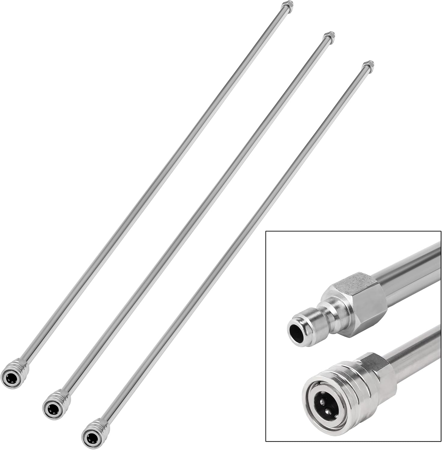RIDGE WASHER Pressure Washer Wand Extension, 180 Inch Replacement Lance, Stainless Steel Power Washer Extender, 1/4' Quick Connect Fitting, 4000 PSI (3 Wands 60" Each)