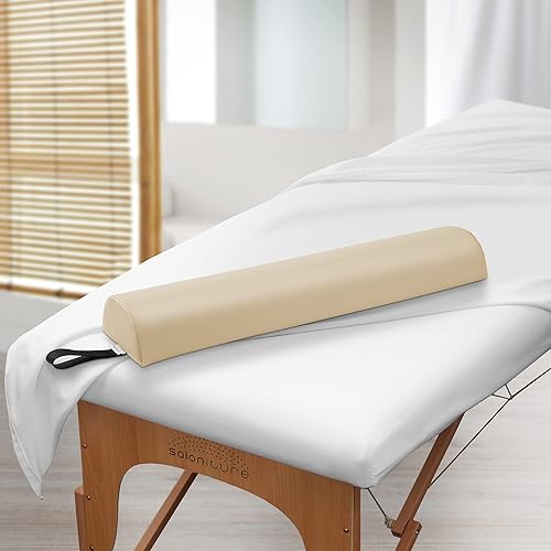 Miniatura 5 de Saloniture Cojín de almohada de mesa de masaje semicircular - 26 x 6 x 3 pulgadas - terciopelo gris