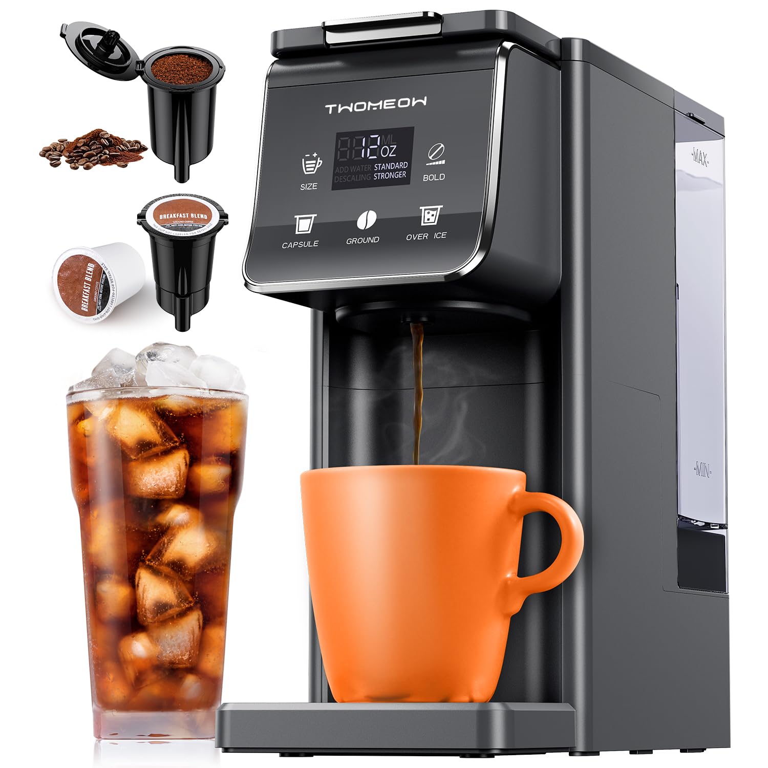 K Cup Coffee Maker, Single Serve Hot & Iced for K-Cup & Grounds | 52oz