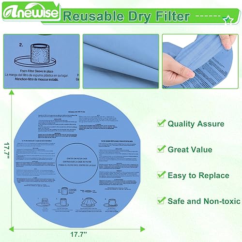Miniatura 4 de Paquete de 6 filtros de disco de papel seco 90107 y 3 filtros de manga de espuma 90585 para aspiradora húmedaseca para Vacmaster para aspiradora