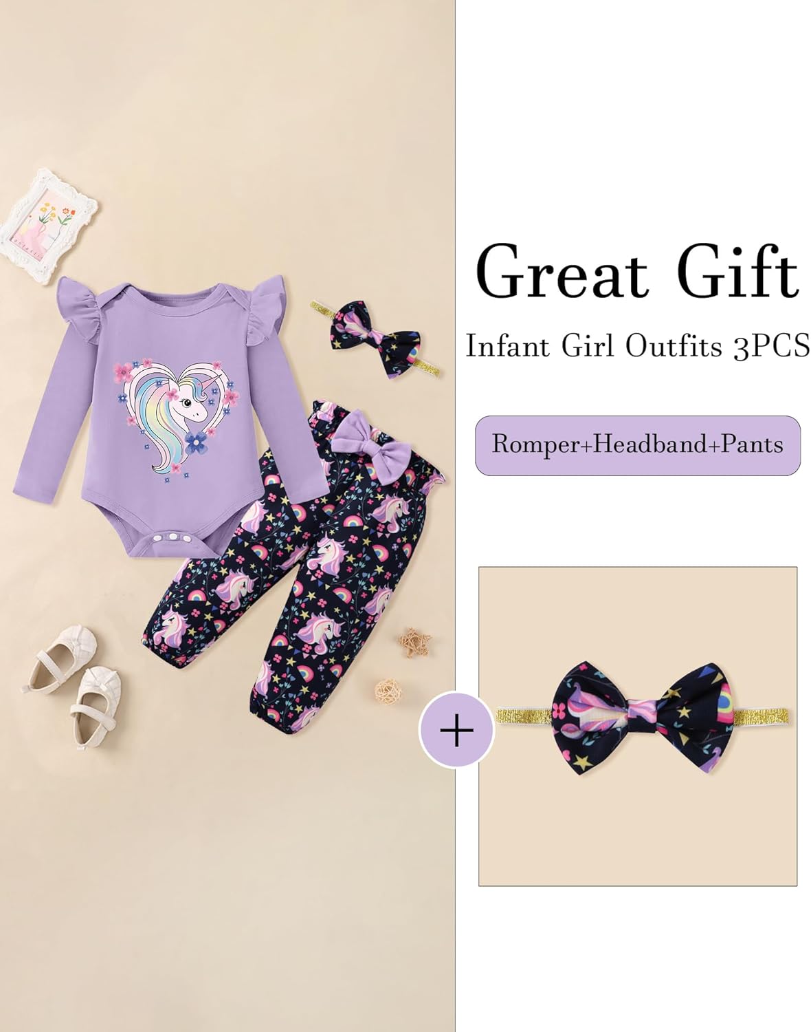 Baby Girl Clothes Newborn Infant Cotton Ruffle Romper+ Floral Pants + Headband Sets Fall Winter Outfits - Image 5