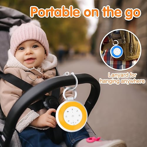 Miniatura 7 de Máquina portátil de sonido de ruido blanco para bebés, niños y adultos, 24 sonidos naturales relajantes, luz nocturna de 7 colores, altavoz