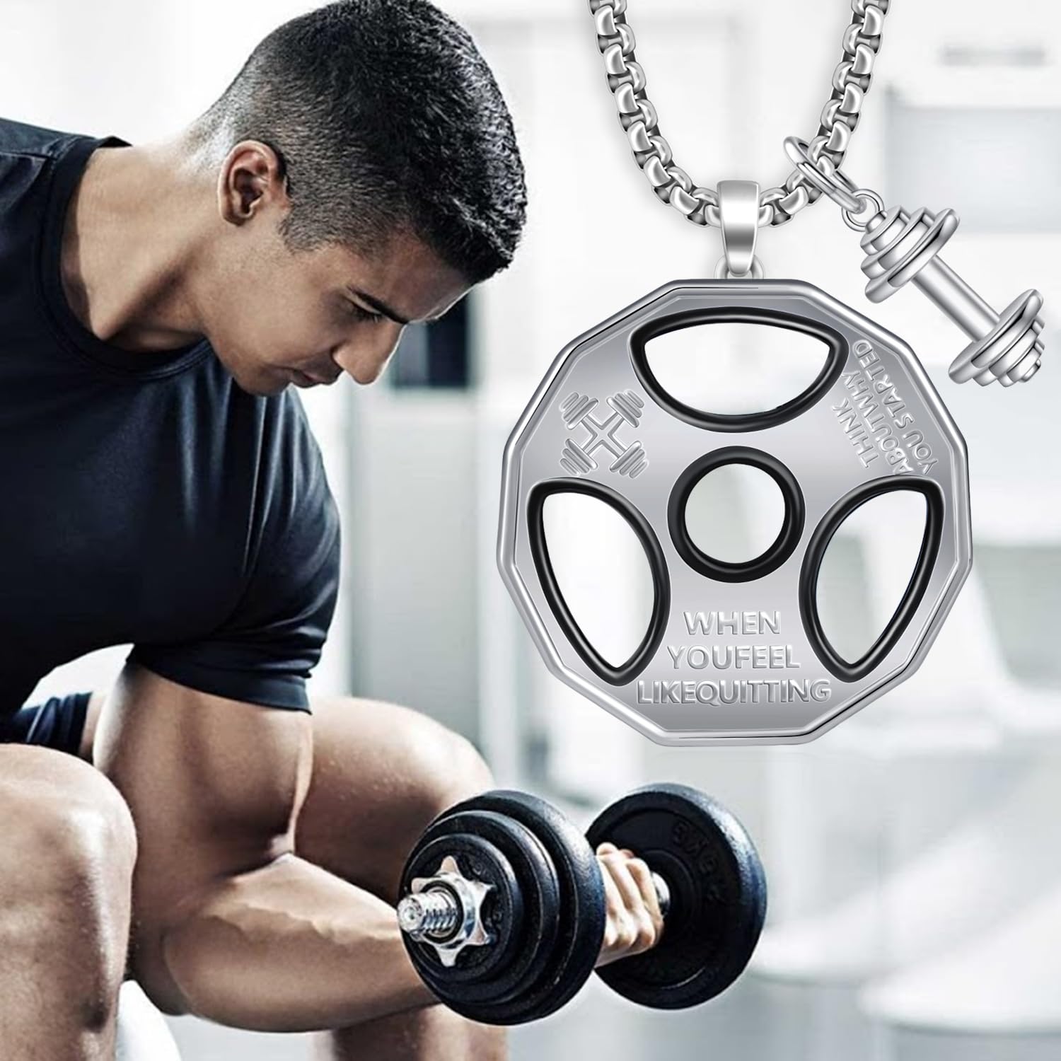 Sbzxbt 925 Sterling Silver Lineman/Welder/Gym/Rock Pendant Necklace for Men Cool Accessories for Men Faith Pendant Necklace