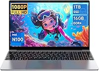 Vista 1 de 2026 Latest Laptop,16GB RAM 1TB SSD,15.6 inch 2K FHD IPS Screen,12th Quad Core N100(3.4GHz) CPU, 2.4G/5G WiFi/BT5.0, HD Webcam,Full-Featured