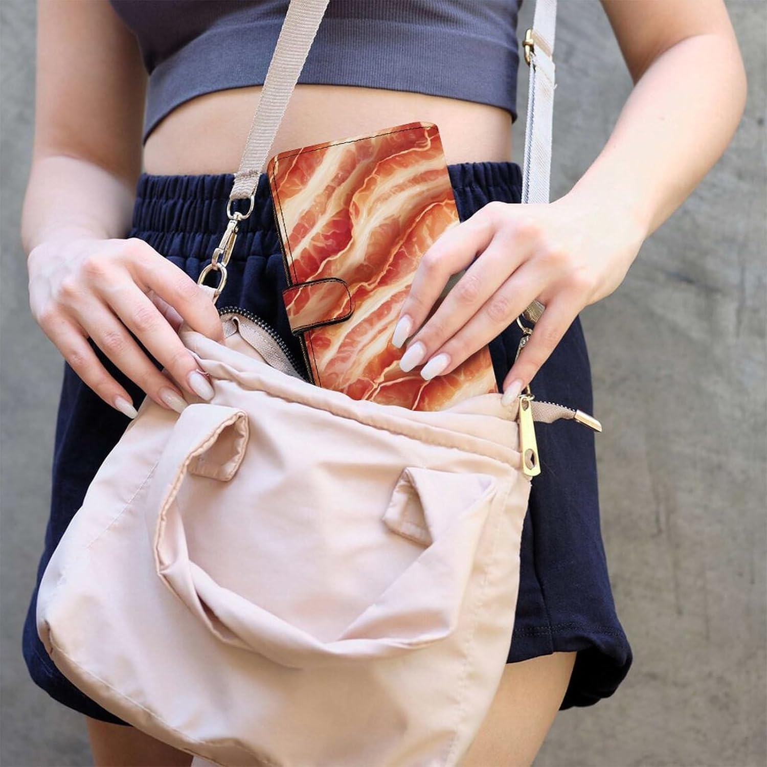 Bacon Textures Womens Wallet for Men Slim Purse Clutch Handbag with Card Holder