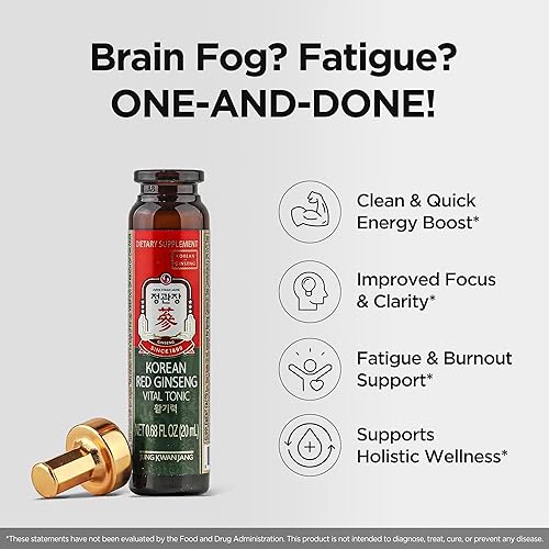 Miniatura 3 de JUNG KWAN JANG Vital Tonic - Ginseng rojo coreano, jengibre, mezcla de frutas, chupitos de bienestar para energía, concentración, circulación e