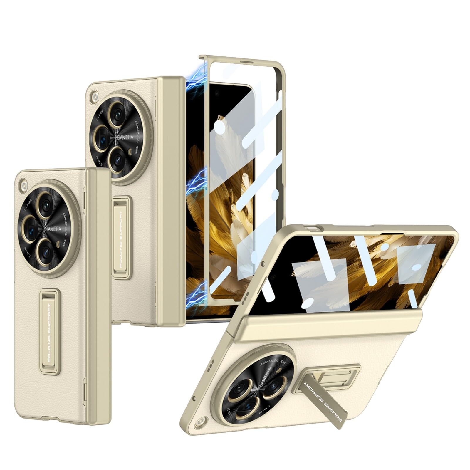 Protection OnePlus Open or housse cuir rigide rabat et vitre - 8