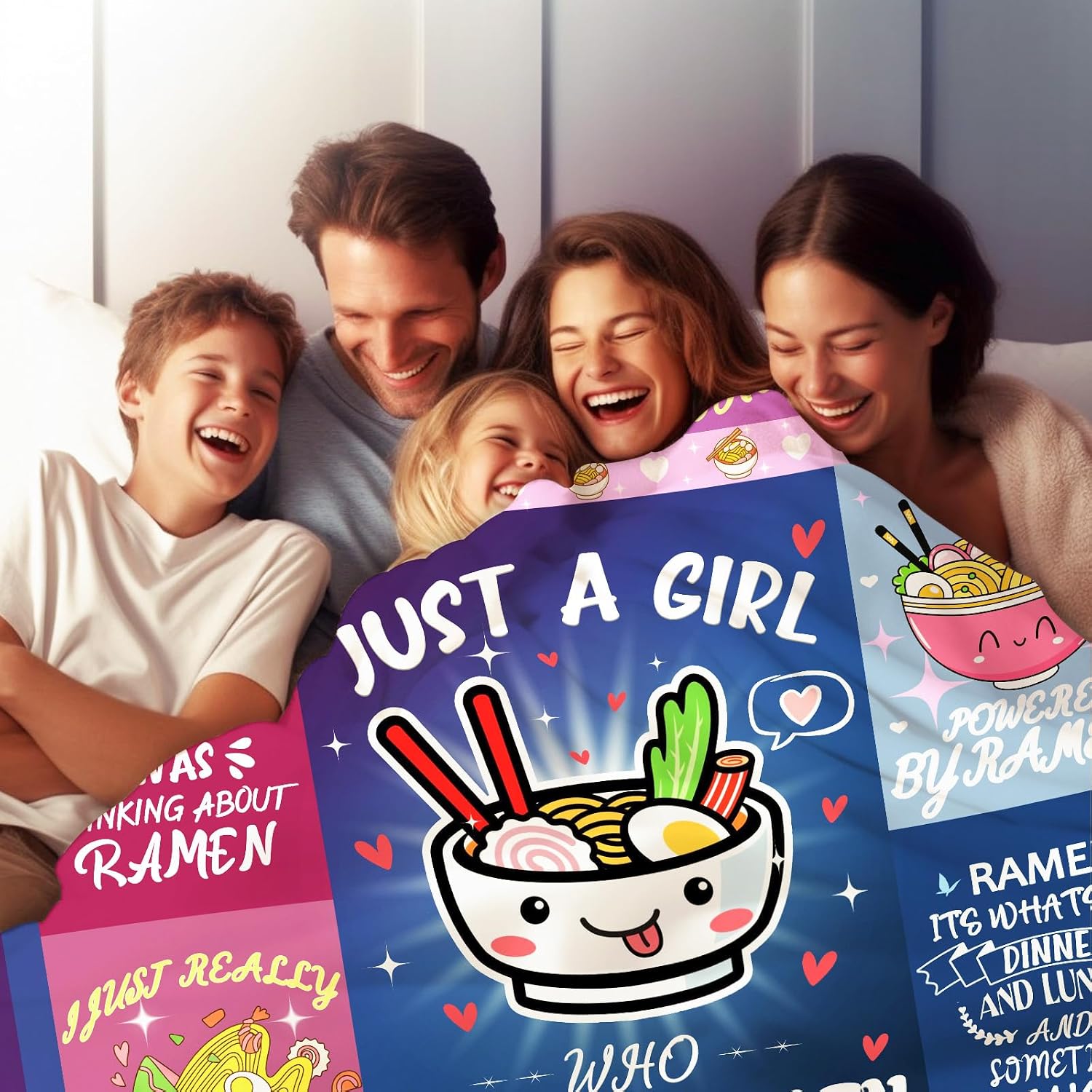 Anime Ramen Blanket Soft Lightweight Cartoon Ramen Flannel Throw Blankets Bed Bedding Christmas Birthday Gifts for Teen Girls Boys Kids Women Adults 50"x40"