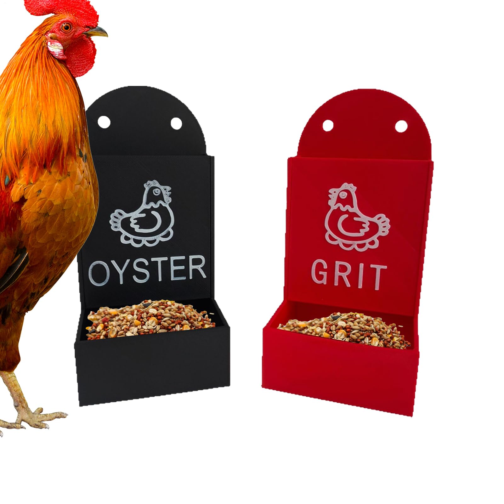 Mangeoire pour poules et canards en lot de 2 avec fixation murale pour élevage extérieur
