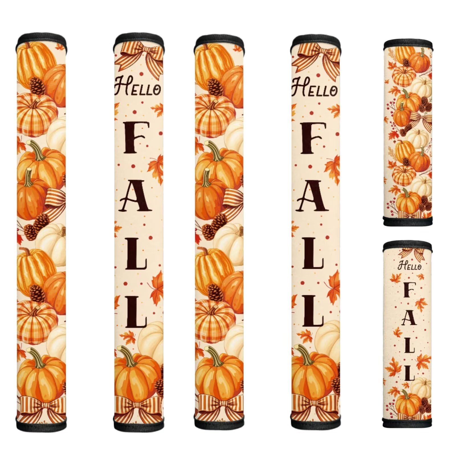 Fall Pumpkin Refrigerator Handle Covers Set of 6 Bow Print Fridge Handle Covers for Kitchen Easy to Install Appliance Handles Cover for Microwave Oven Stove Dishwasher