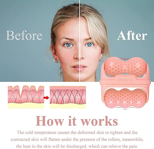 Miniatura 5 de TANSHOP Rodillo de hielo frío 2 en 1 para cara y ojos, rodillo facial herramienta de cuidado personal de la piel con estuche de transporte para