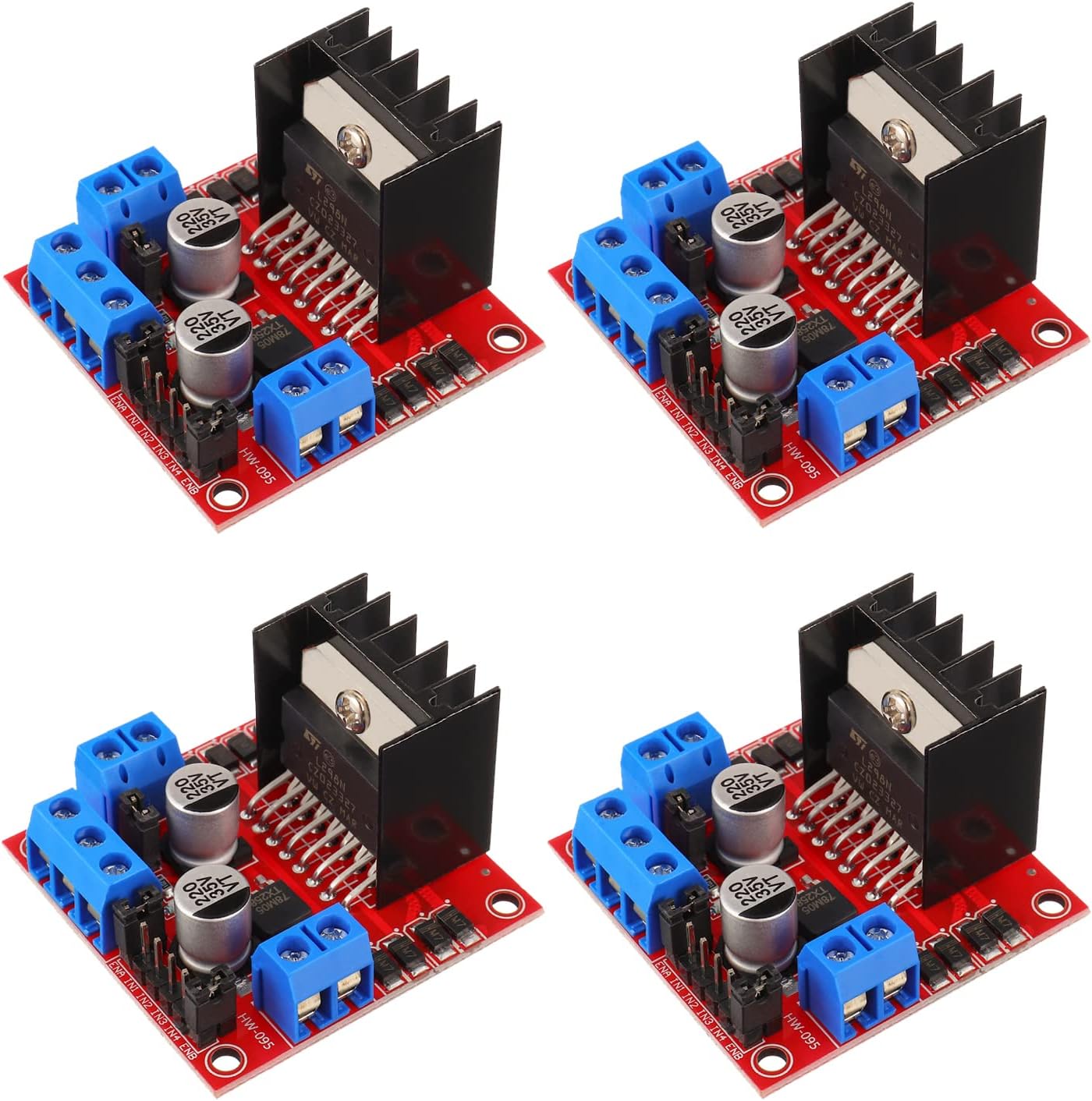 BOJACK L298N Motor DC Dual H-Bridge Motor Driver Controller Board Module Stepper for Arduino Intelligent Car Power UNO MEGA R3 Mega2560 with 4pcs