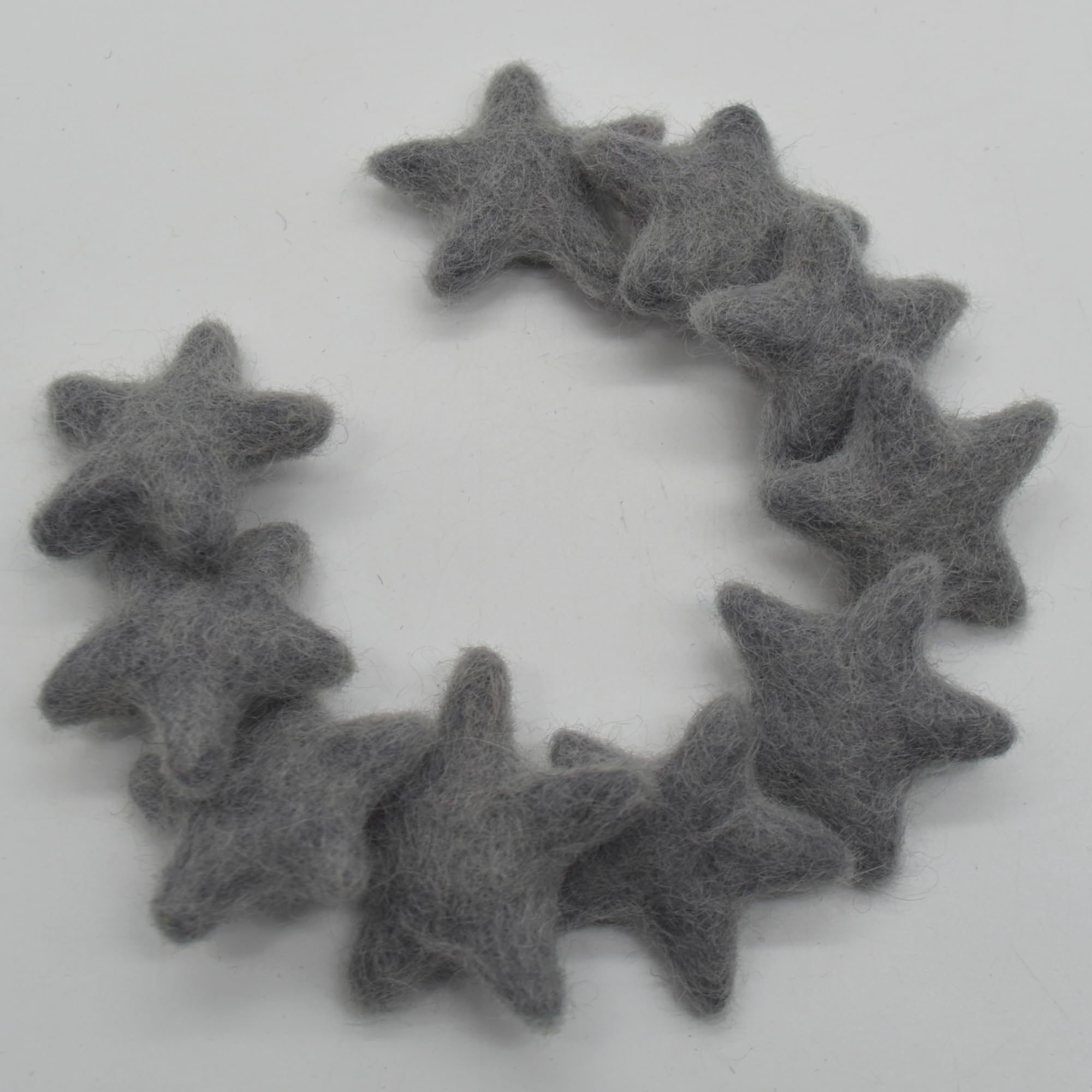 Oriental Direct Battleship Grey 100% Wool Felt Stars - 3Cm - 10 Felt Stars