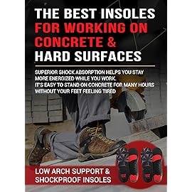 2 Pairs of Work Pro Comfort Insoles - Foot Pain Relief - Cushioning and Shock Absorption - Work Boot Insoles for Men Women - Non-Slip Anti Fatigue Inserts (M, 2-Pairs-Black)