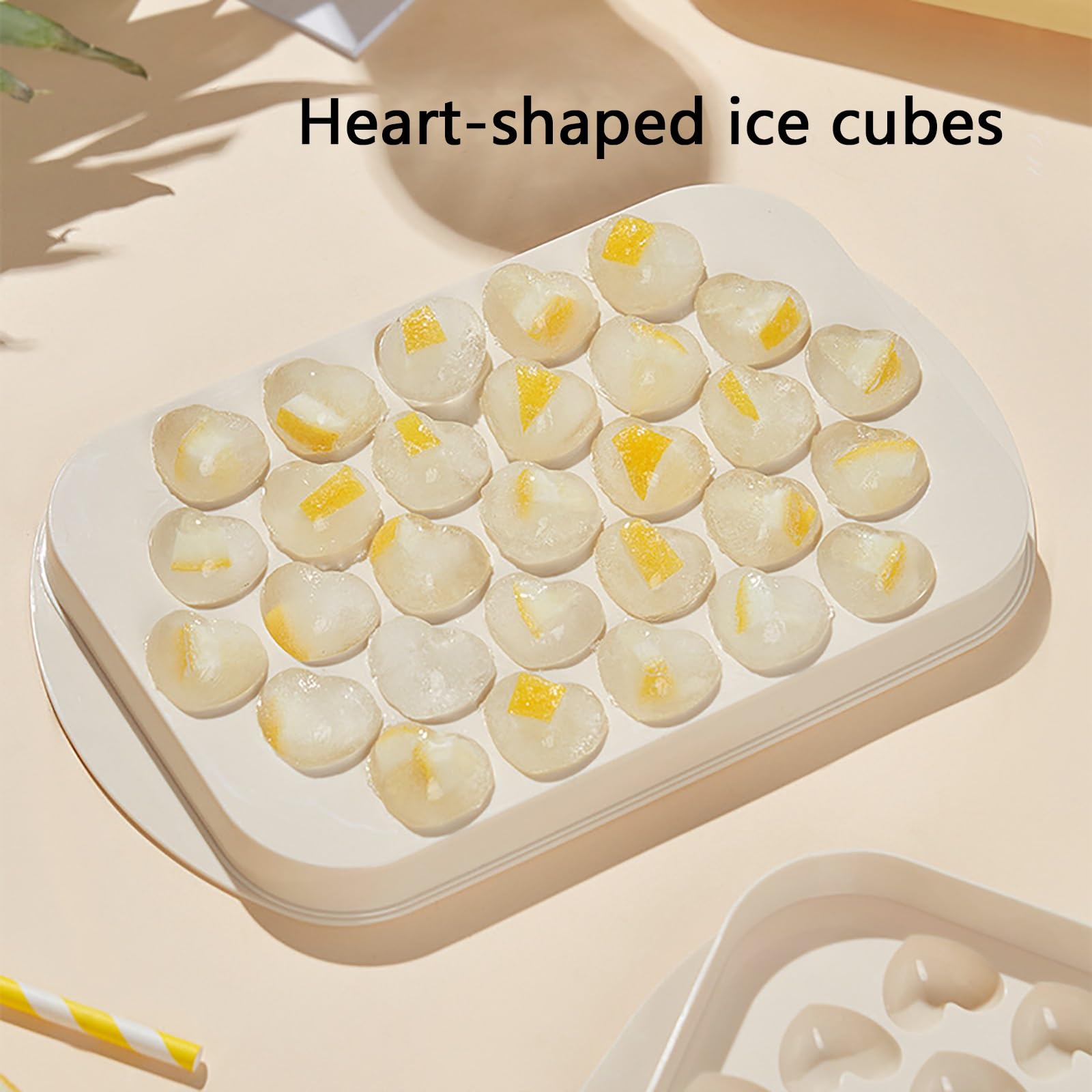 29 Cavidades, Molde Helado con Forma de Corazón, Moldes para Helados | Seguras y Reutilizables, Fáciles de Limpiar, para Café, Whisky y Cócteles(White)