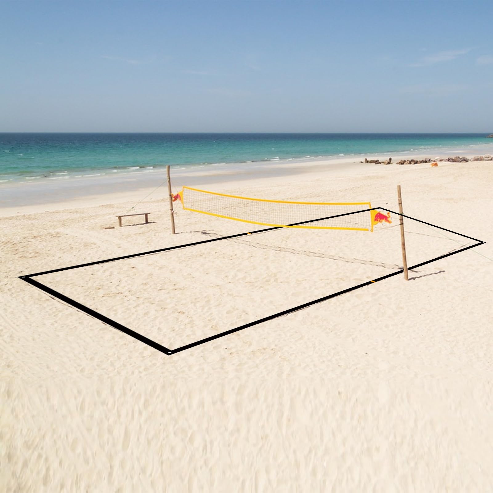 Linee Di Pallavolo per Spiaggia,Delimitazione Rinforzate per Sabbia | Accessori Sportivi Riutilizzabili per Allenamento Esterno