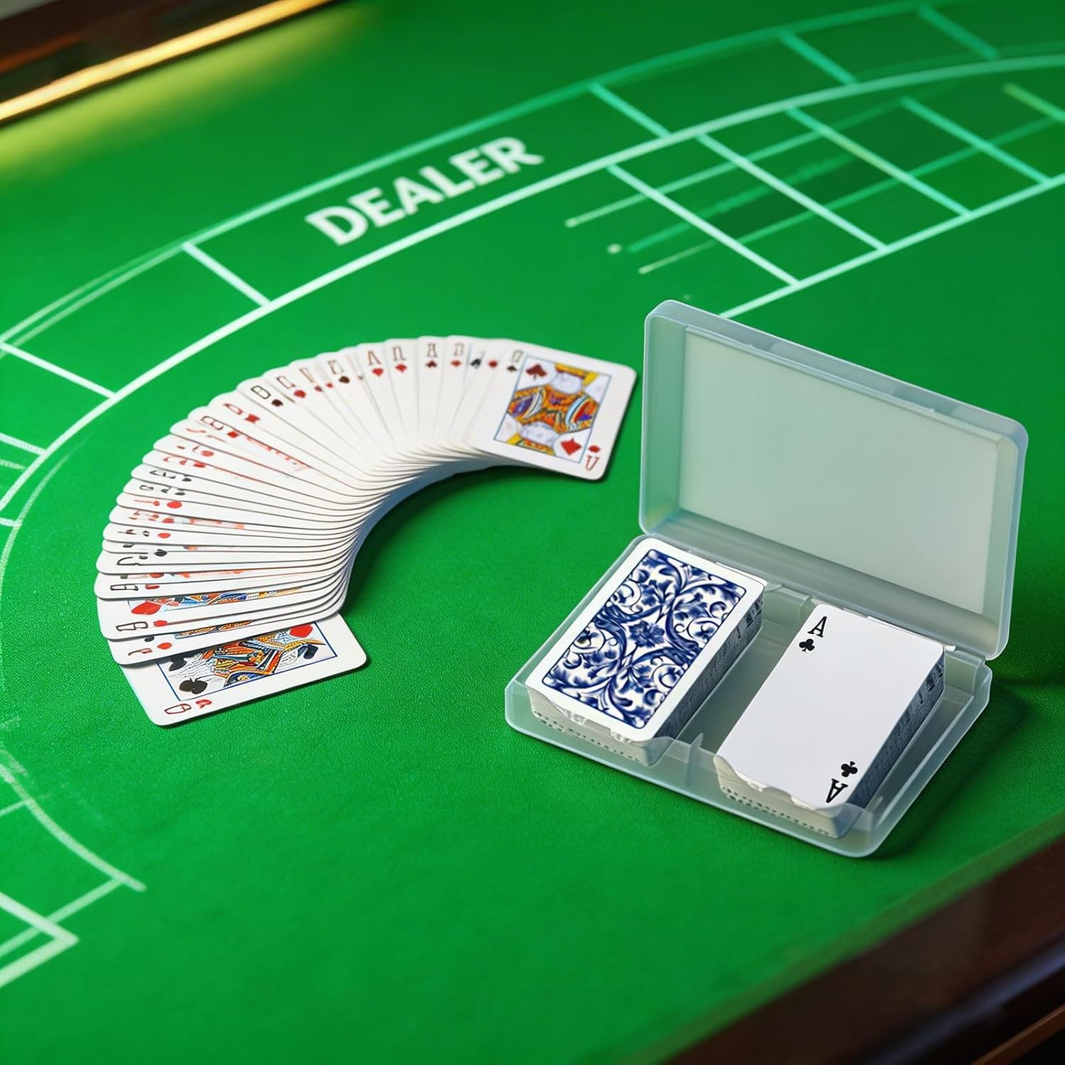 4 PCS Plastic Playing Card Deck Case, Clear Double Slot Snaps Closed Empty Storage Box 2 Deck Card Holder for Business Sport Trading Card (Internal Size: 2.5 x 3.8 Inch)