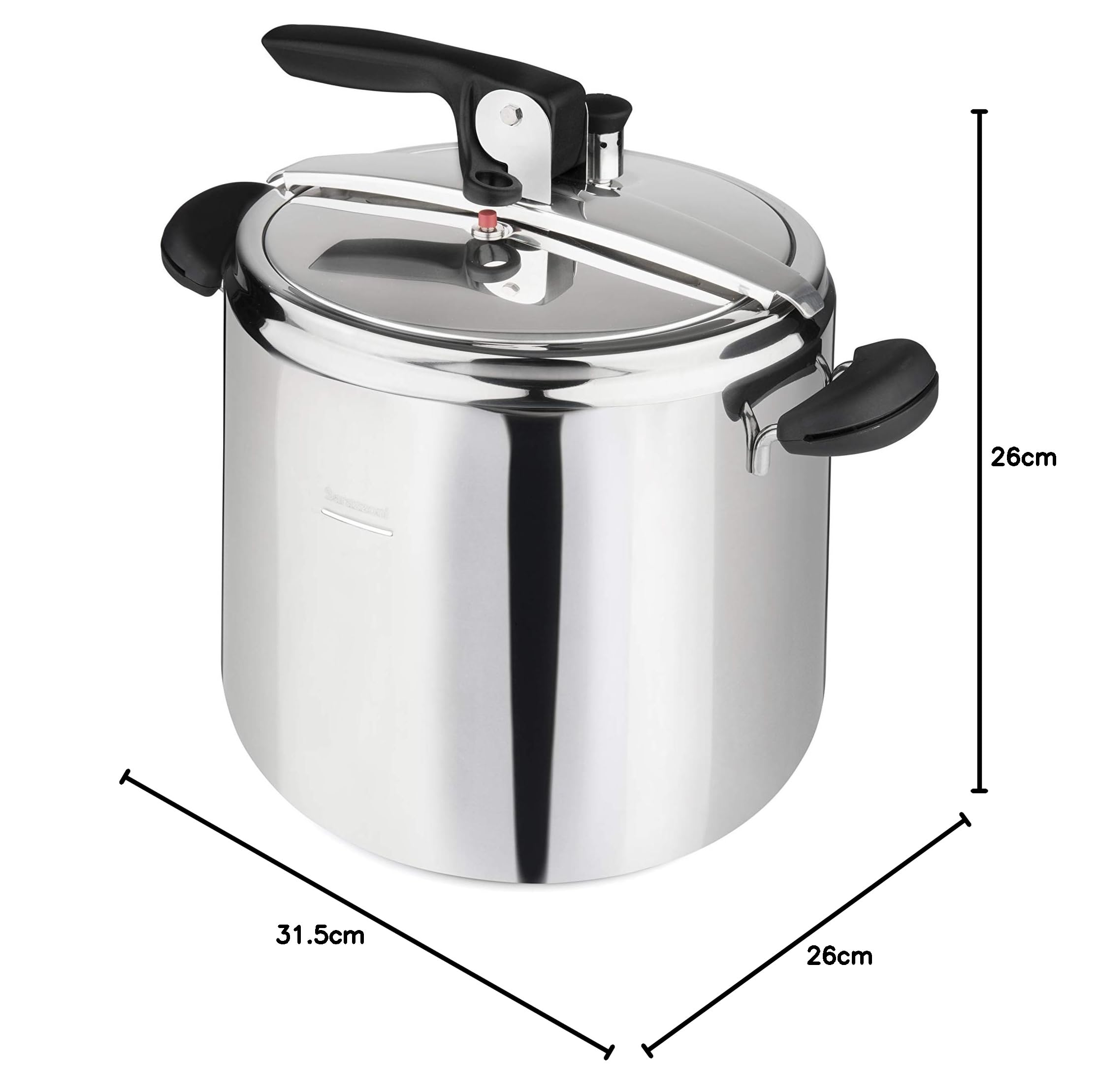 Pentola a Pressione Amelia+ ø26cm, capacità 12Lt, Made in Italy, Acciaio Inox 18/10, Induzione+Gas, Massima sicurezza, Triplo fondo, PFAS free