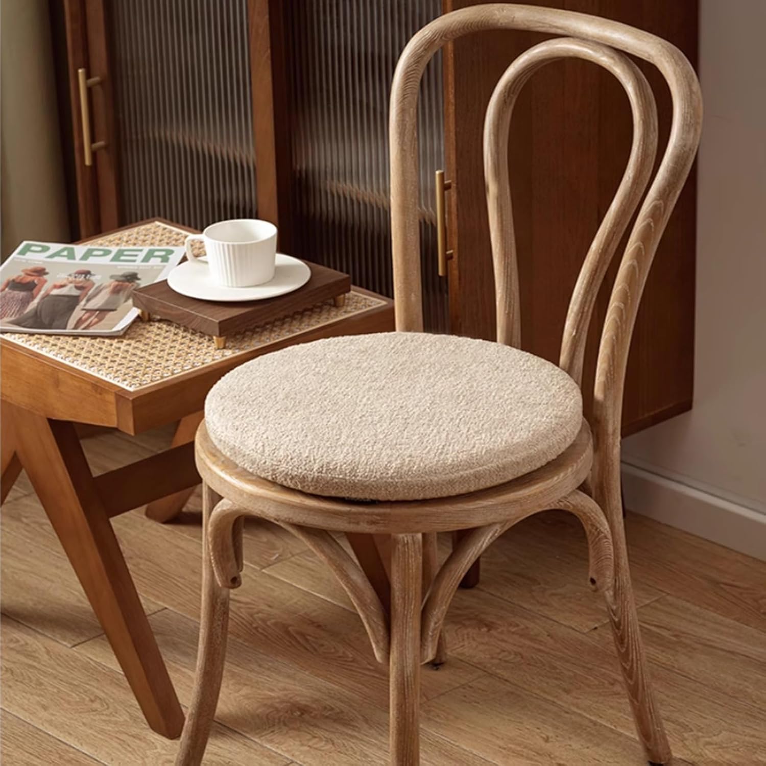 Cojín de Asiento Esponja, cojín Circular, Taburete Suave Antideslizante, Almohada Piso, Asientos Dormitorio for Adultos y niños(Natural,17.7INCH)
