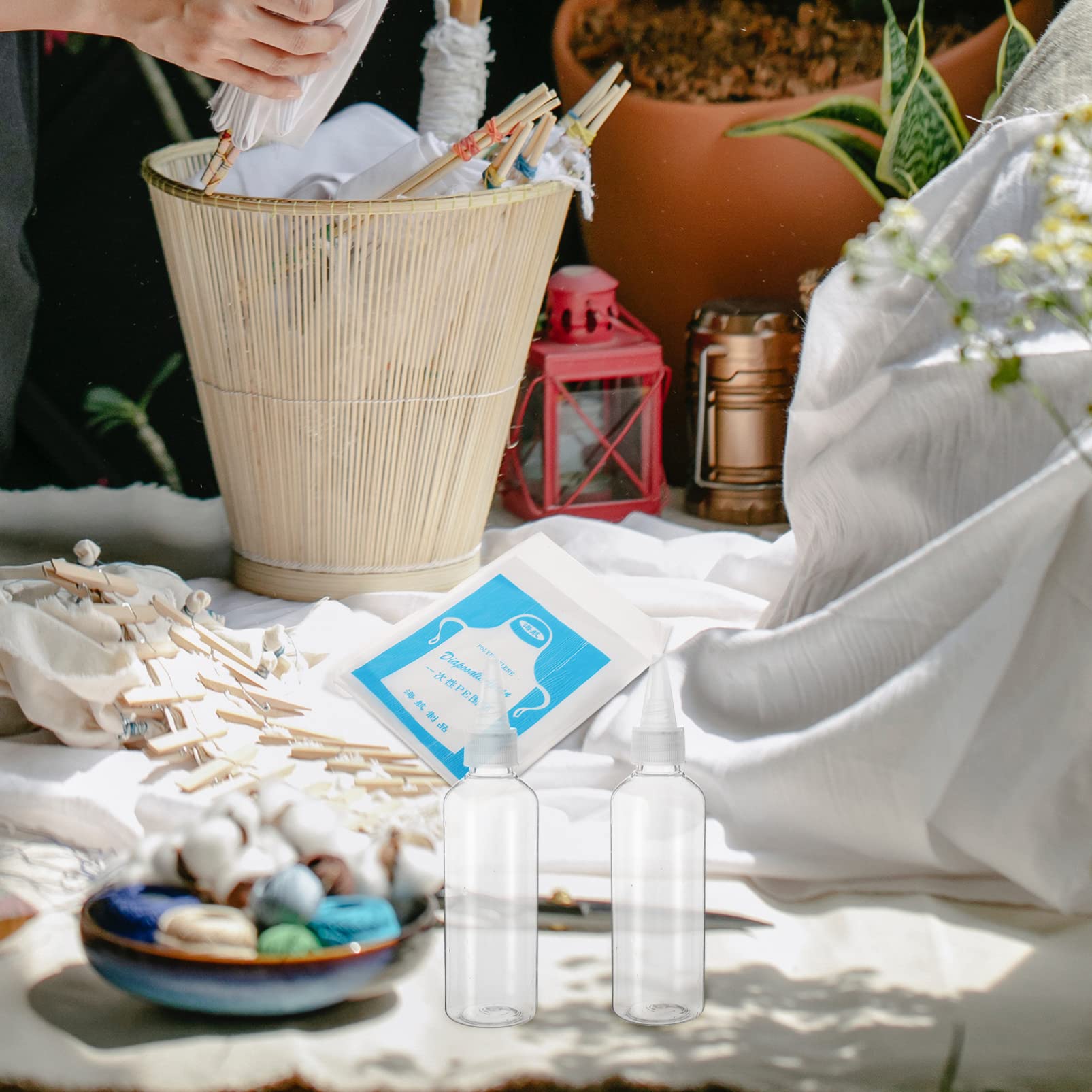 Wakauto 1 Set tie dye kit Clear Aprons House Kits Ornament Kits Fabric Decorating Kits Plastic tie dye for Shirts House Accessories tie dye Gloves tie dye Pigment Spoon Tool tie-dye Rubber