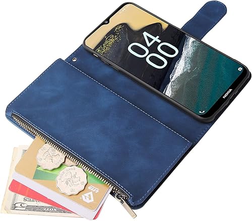 Miniatura 5 de Asuwish Compatible con Nokia G400 5G, protector de pantalla de vidrio templado y cubierta abatible de cuero, soporte para tarjetas, accesorios para