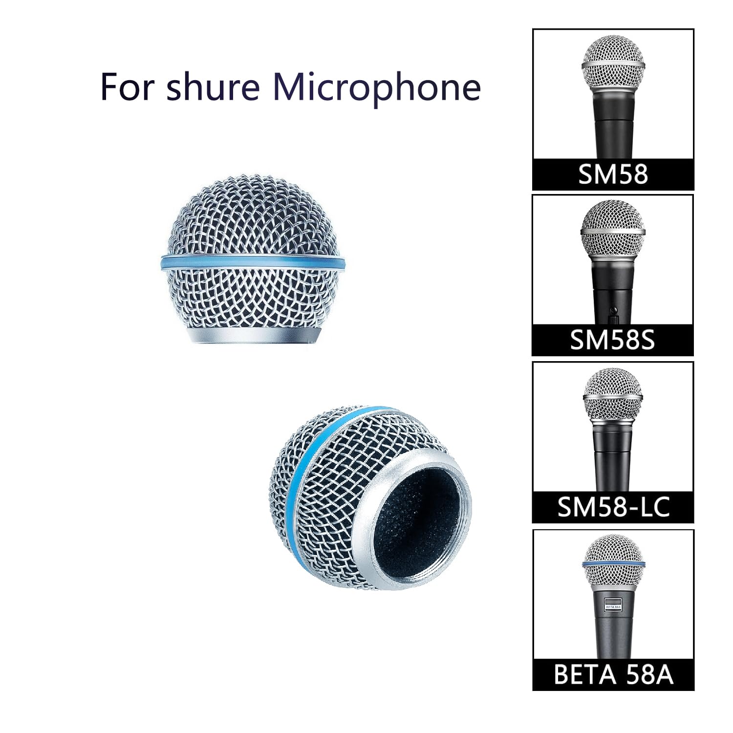 Amazon | 4個マイクロホン交換グリル， マイクヘッドカバー·Shure BETA