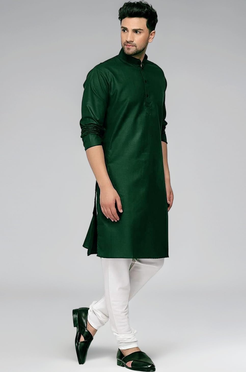 Multi Colored Cotton Plain Men's Ethnic Kurta Only