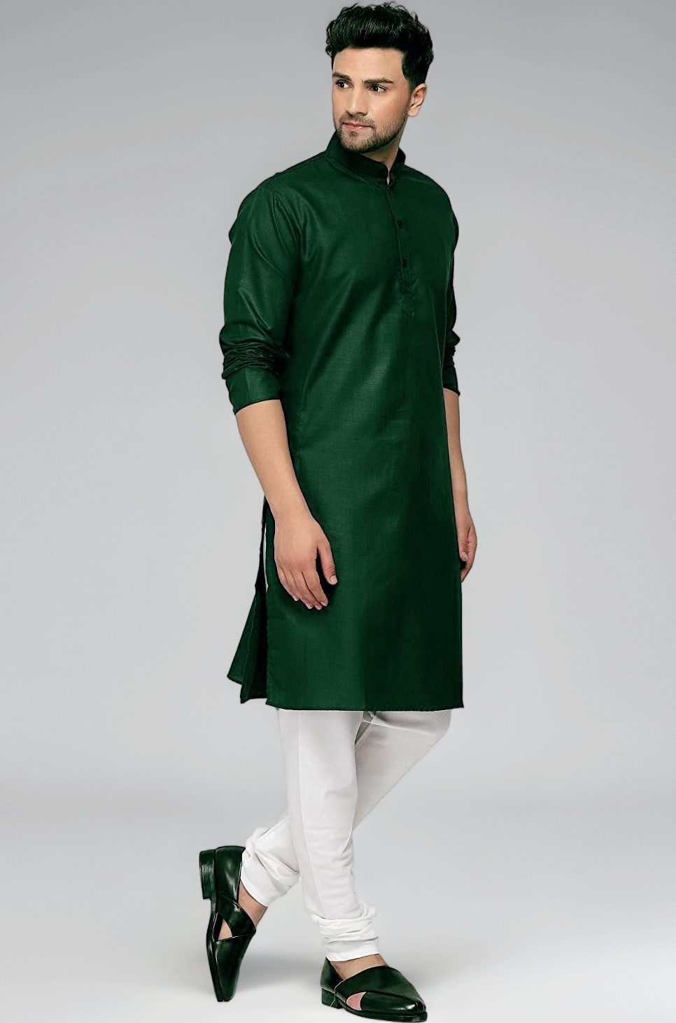 Multi Colored Cotton Plain Men's Ethnic Kurta Only