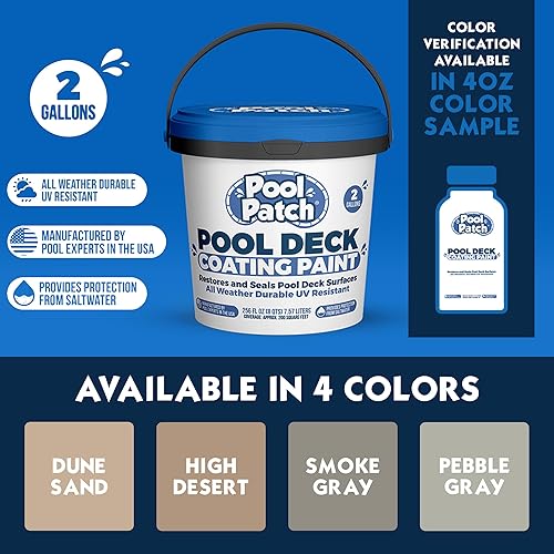 Miniatura 6 de Pool Patch Revestimiento de pintura para cubierta de piscina de 2 galones, revestimiento frío resistente a los rayos UV para cubiertas de piscina,