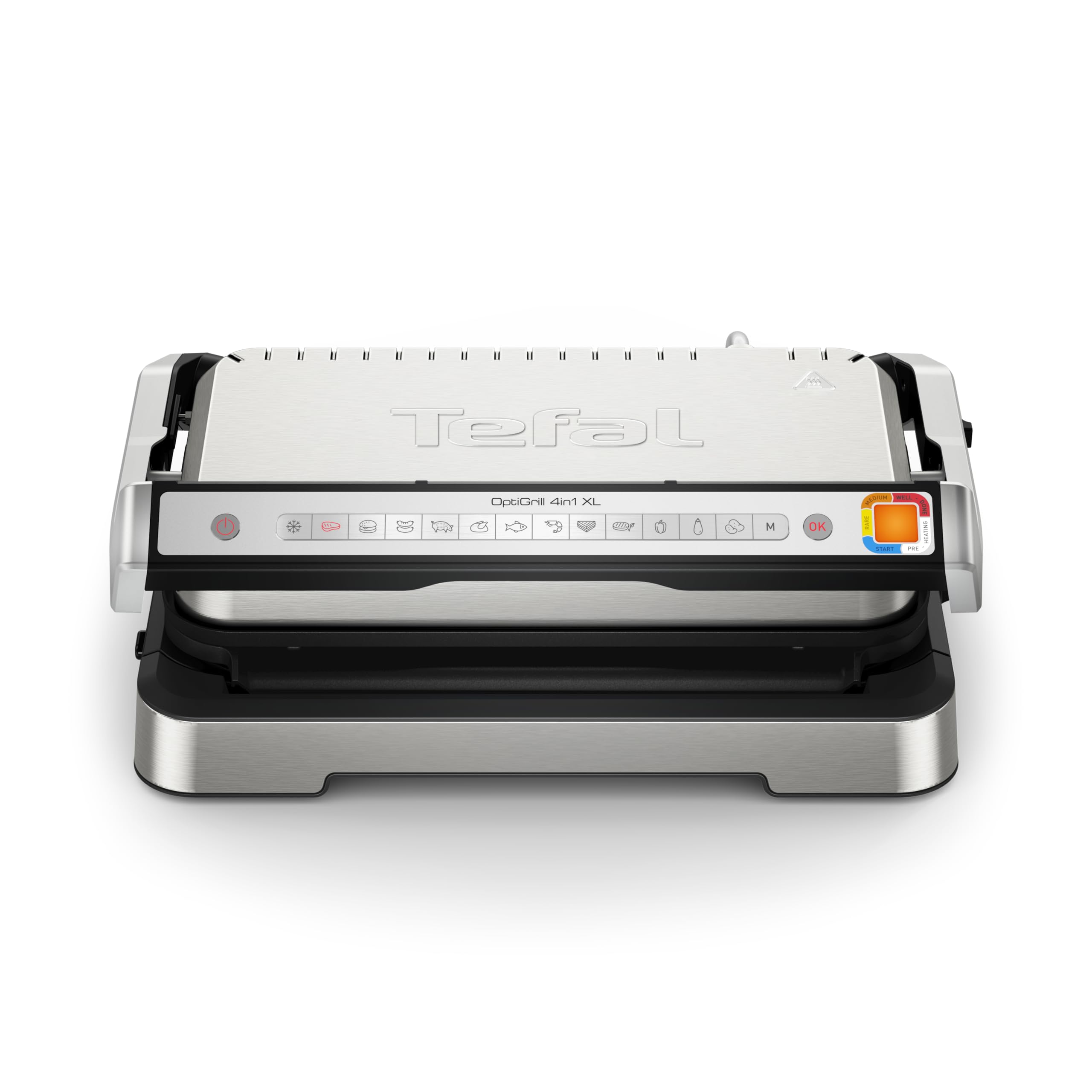 Tefal OptiGrill GC784D10 - Parrilla de contacto 4 en 1 XL con bandeja para horno, plegable, 12 programas, indicador de nivel de cocción, parrilla eléctrica, horno